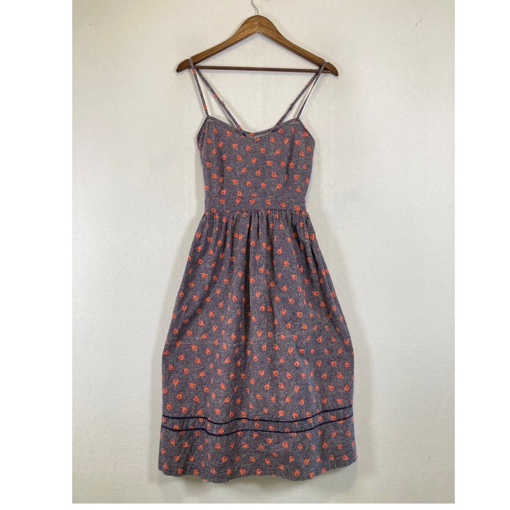 Cottagecore Cooperative Urban Outfitters Women 12 Navy Orange Floral Sundress